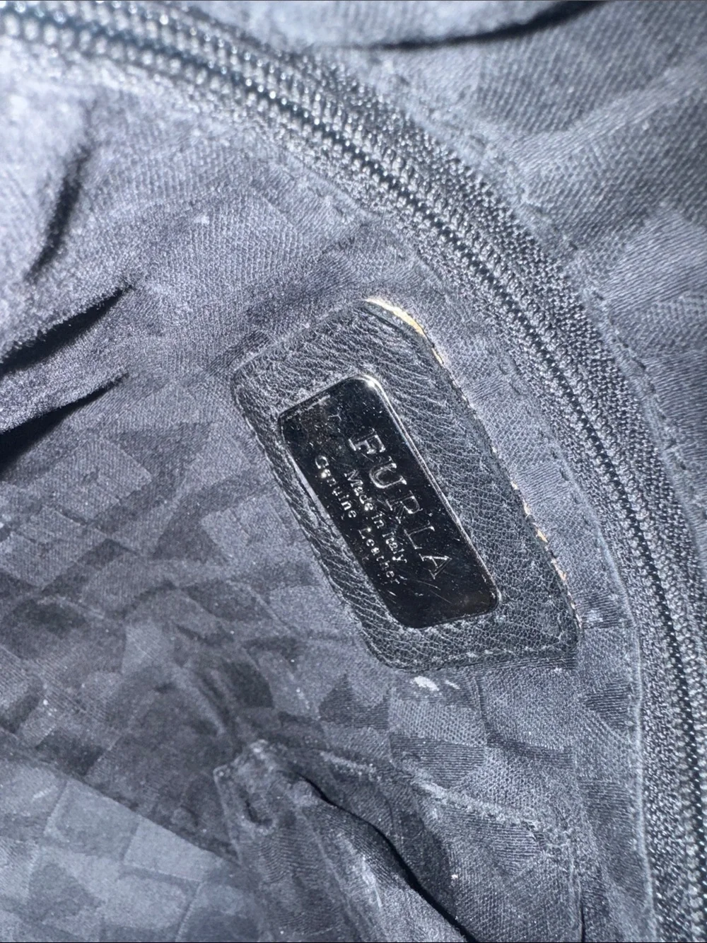 Furla Black Braided-Handle Leather Hobo Bag EUC